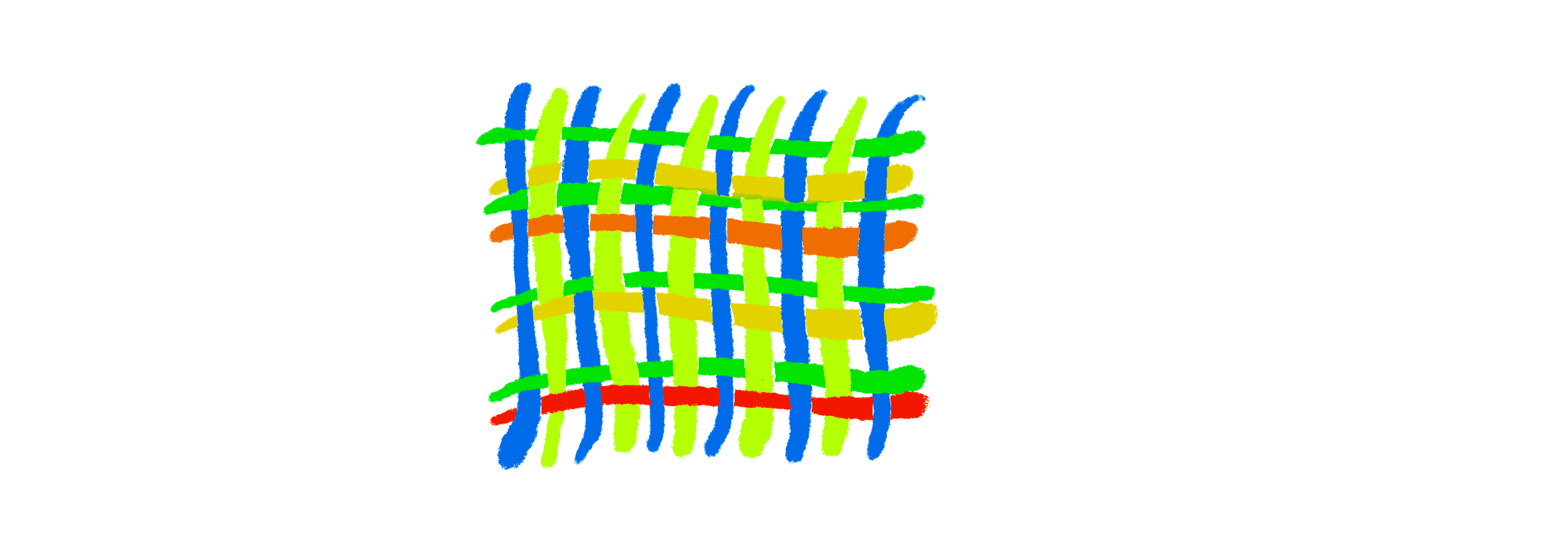Threads woven together into a fabric